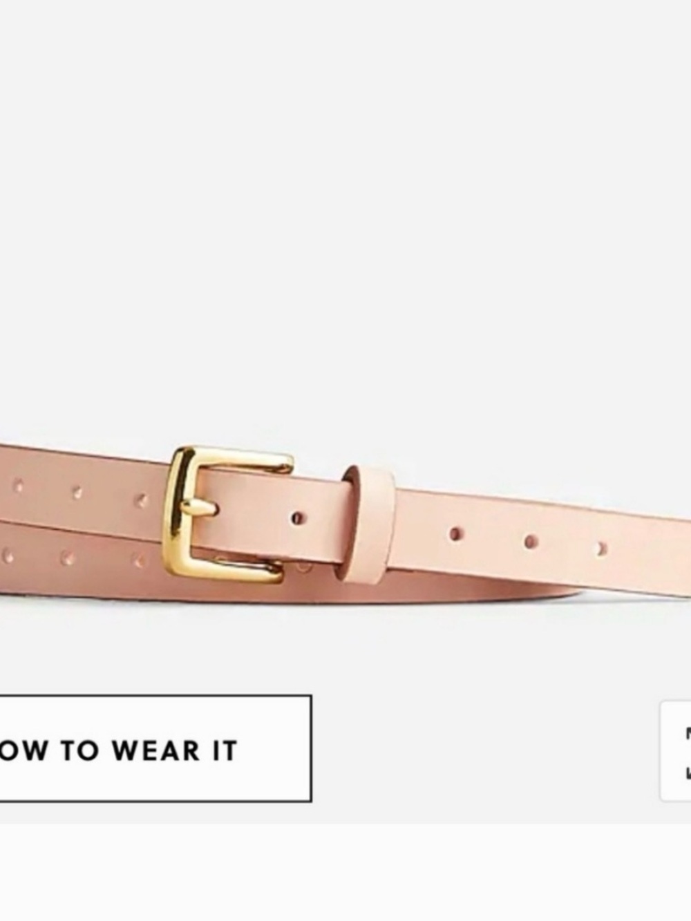 J. Crew Slim Leather Belt in Blush Pink with Gold Buckle